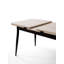Table de salle à manger moderne extensible, travertin et noir, 59,1 po x 27,6 po x 29,5 po (largeur étendue: 59,1 po) | 100% panneau de particules enduit de mélamine, pieds en métal, capacité de charge de 59,0 lb | Élégant et fonctionnel pour les espaces de salle à manger contemporains