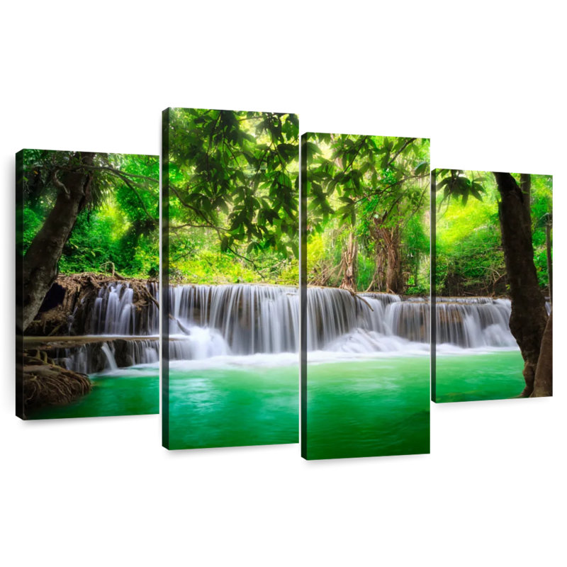 Kerrick Flowing Kanchanaburi Waterfall, 42" H x 68" W