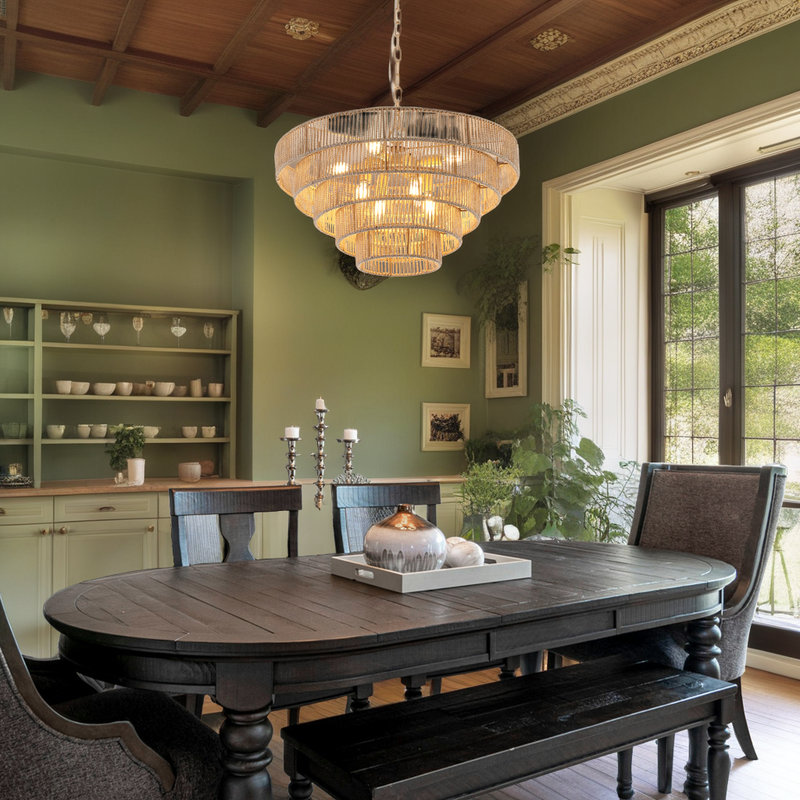 Lustre suspendu rustique en corde de chanvre 25 po à 25 niveaux avec 8 douilles E12, Boho Farmhouse, Brun