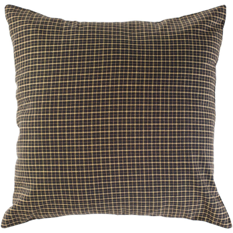 Kettle Grove Black and Khaki Plaid Cotton Pillow