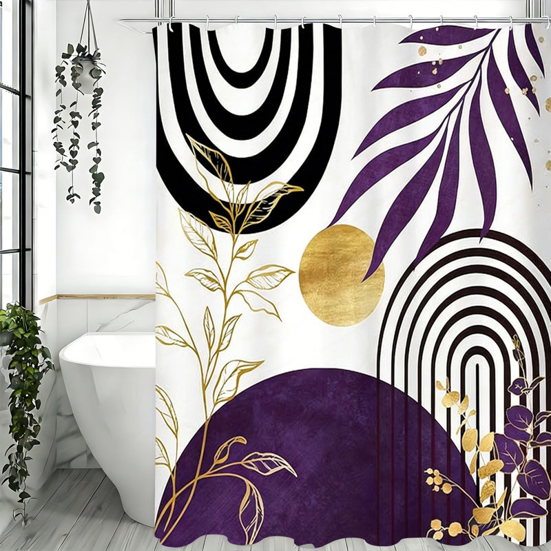 Rideaux de douche Boho avec crochets inclus, Purple