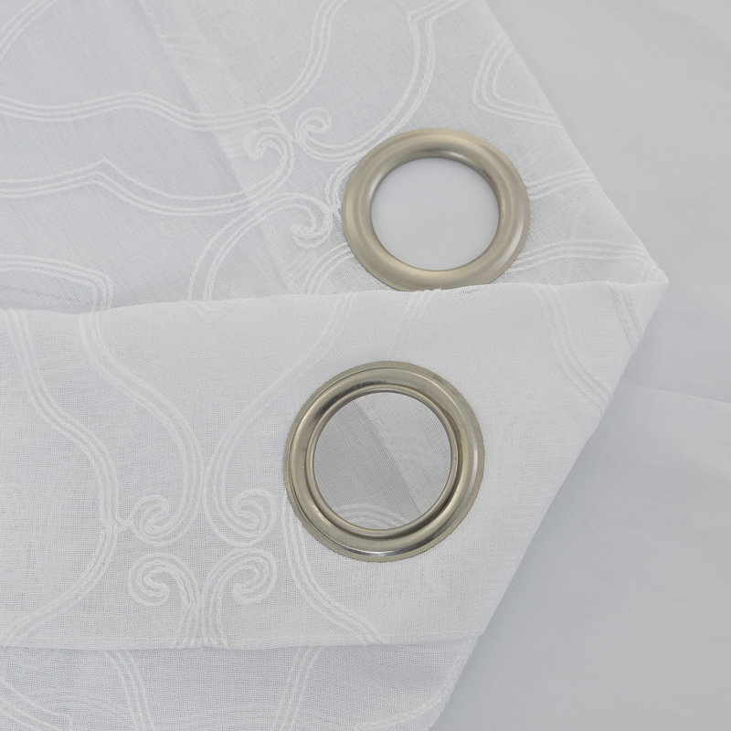 Panneau de rideau simple diaphane avec œillets Meza, Blanc, L 52 po x L 54 po