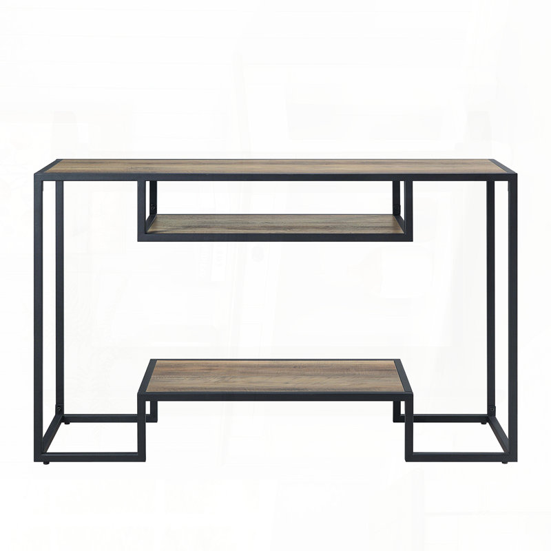 Table de canapé industrielle avec finition chêne rustique et structure en métal