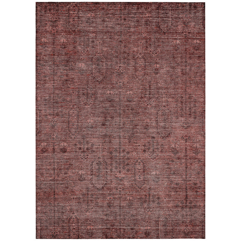 Tapis intérieur et extérieur lavable 9 pi x 12 pi orange et cuivre Southwestern
