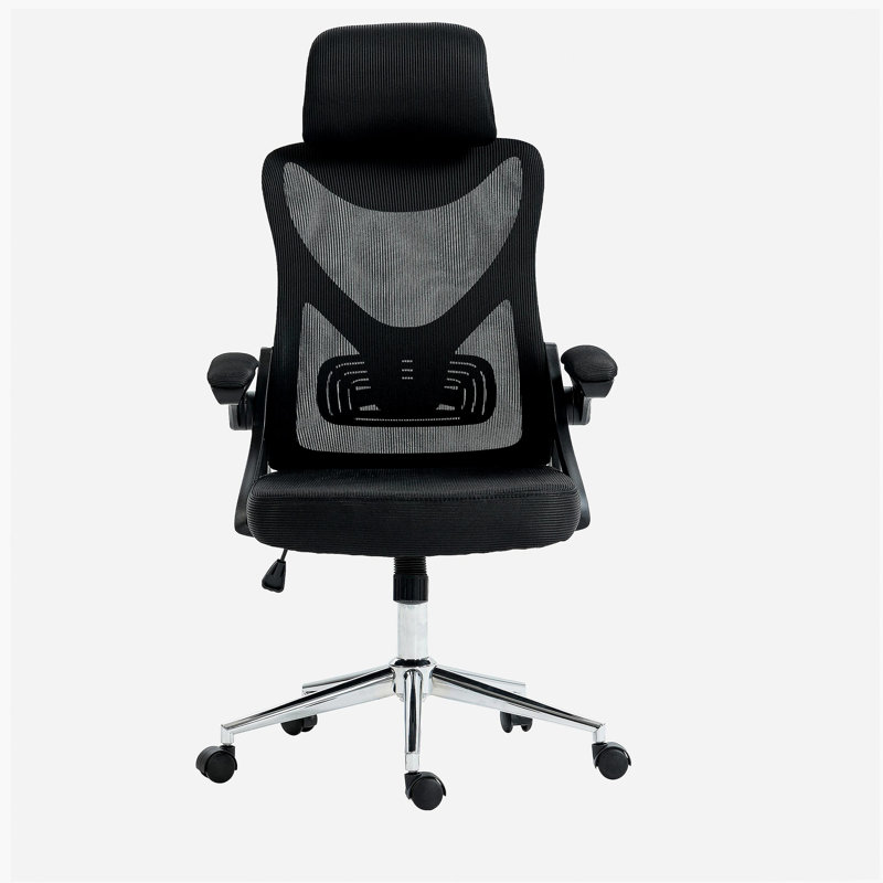 Chaise de bureau ergonomique avec appui-tête et support lombaire, mobili Essential, noir