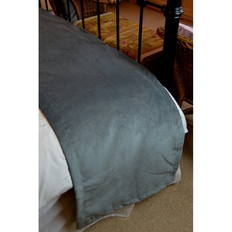 Silk Bed Runner, Soft Silver
