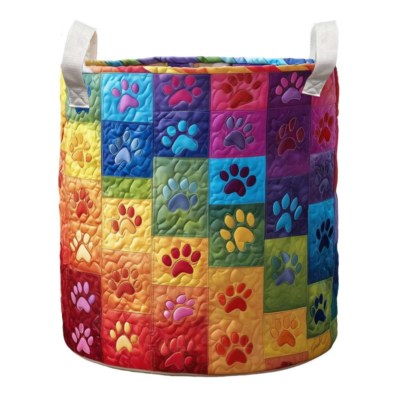 Quilted Laundry Basket With Handles Boho Fabric Storage Basket Multi-functional Clothes Storage Basket Lightweight And Foldable