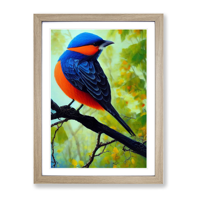 Breathtaking Bird - Single Picture Frame Print, 46cm H x 34cm W x 2cm D, Oak