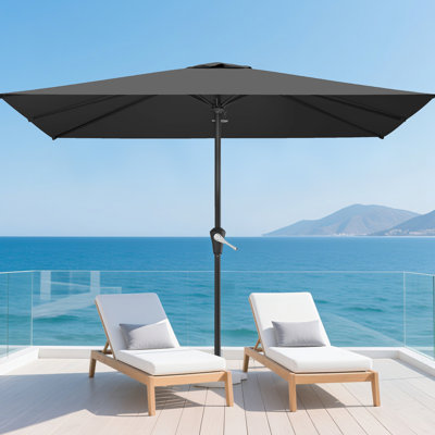 Parasol de patio robuste 10 * 7pi avec protection UV 99,9%, résistance au vent 36MPH et manivelle Easy-Tilt