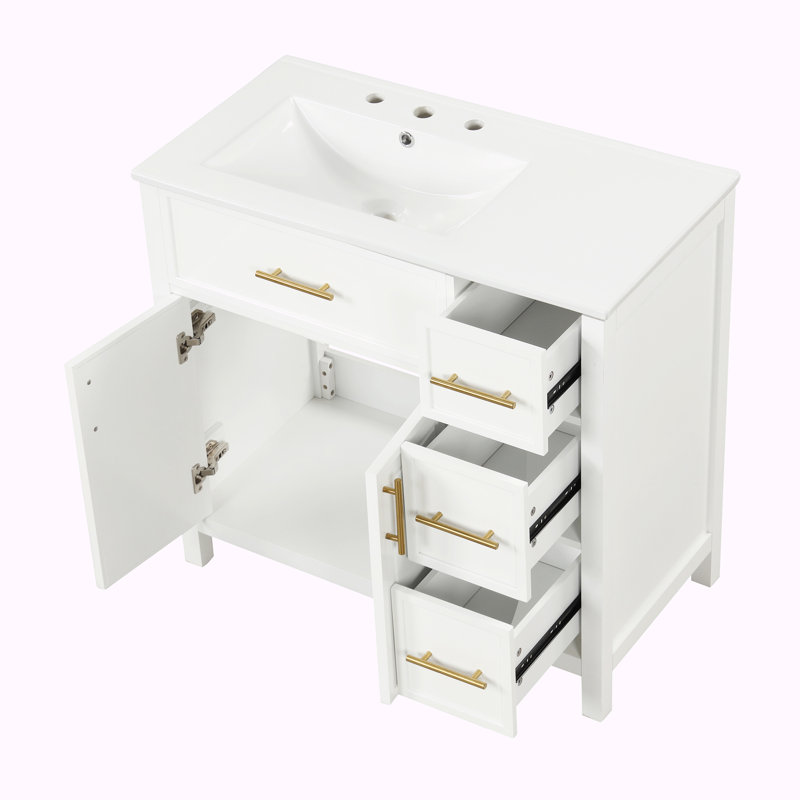 Meuble-lavabo simple 36 po avec plateau en céramique Mayfair