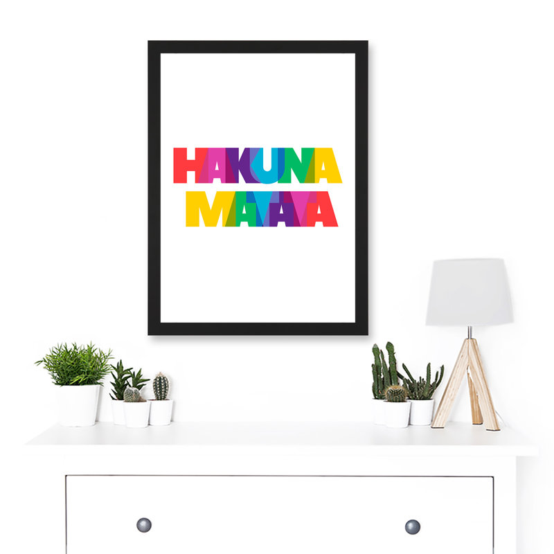 Hakuna Matata Colourful No Worries Artwork Framed A3 Wall Art Print