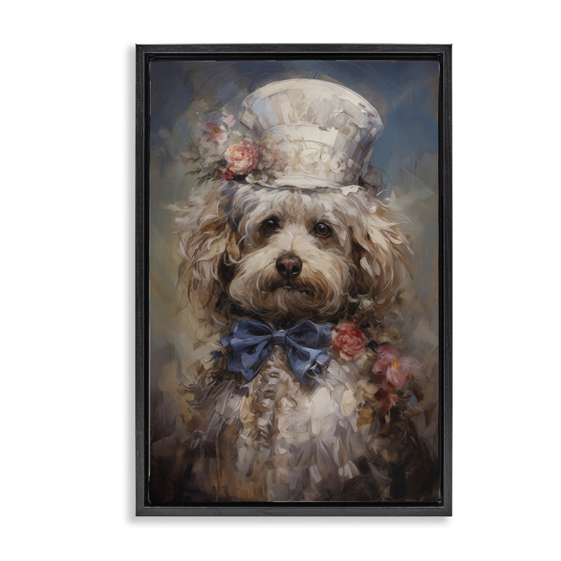 Cadre flottant Victorian Era Labradoodle, design par Wumples, Cadre flottant noir de jais, H 25 po x l 17 po