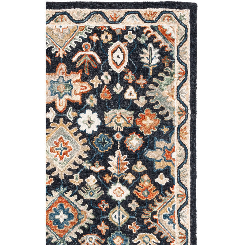 Hand Tufted Wool/Cotton Oriental Rug in Beige/Black, Rectangle 8' x 10'