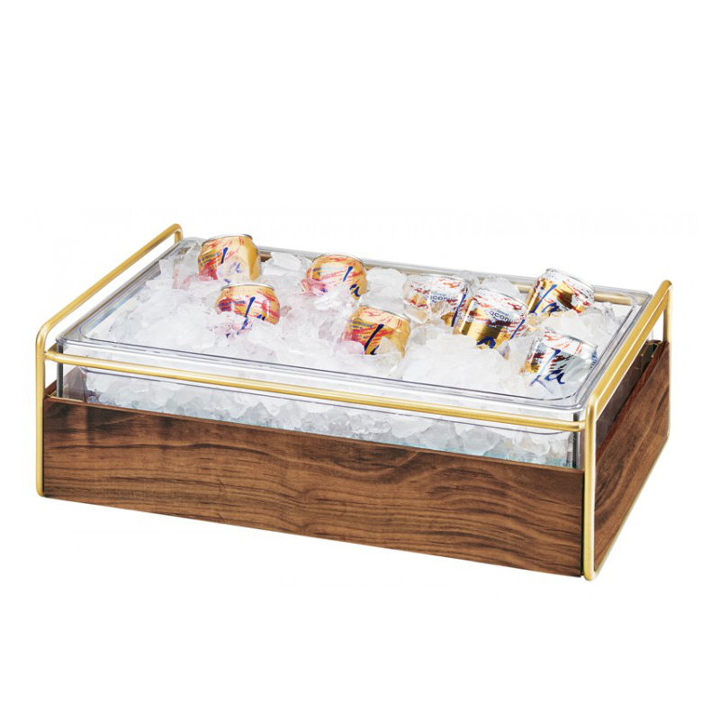 Boîtier Mid-Century avec plateau transparent 12 po x 20 po, Laiton