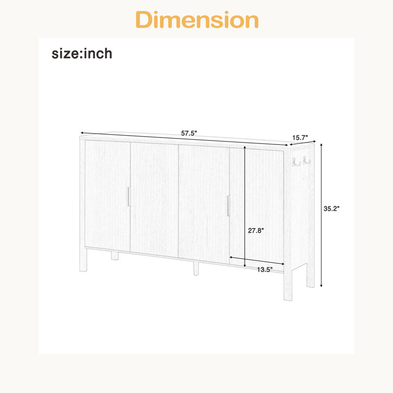 Armoire de rangement 57,5 po Modern Modern, Noir