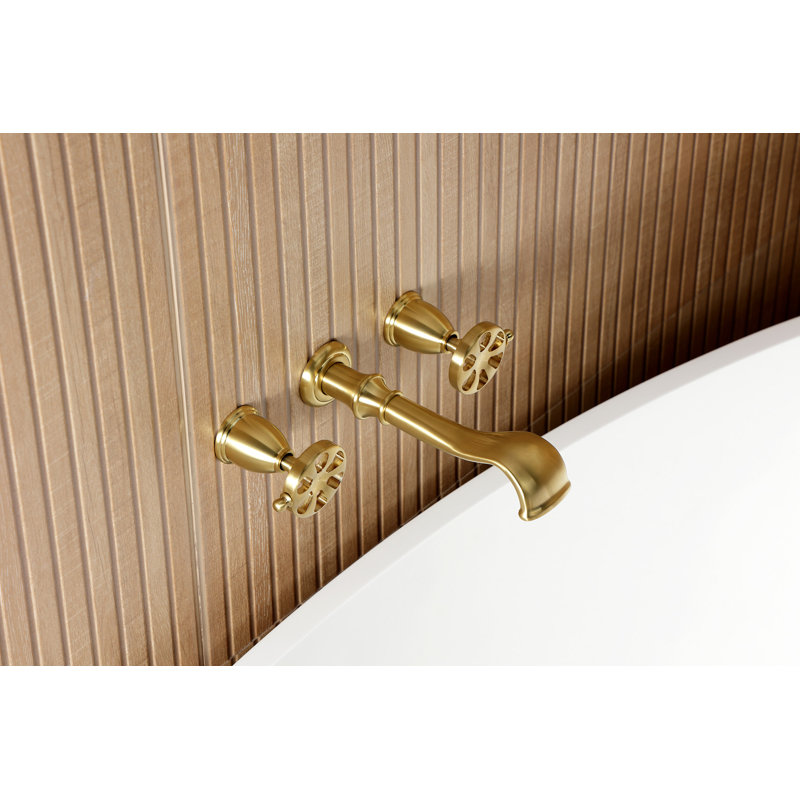 Kingston Brass Belknap Two-Handle 3-Hole Wall Mount Roman Tub Faucet, Brushed Brass
