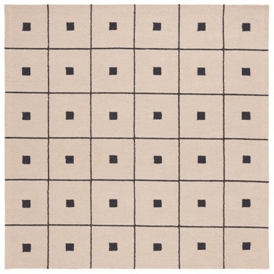 Martha Stewart 300 Hand Tufted Wool/Cotton with Latex Geometric Rug in Beige/Black