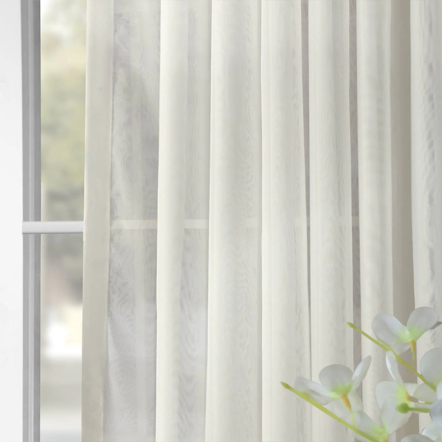 Apollo Extra Wide Sheer Voile Curtain Panel, 100" W x 120" L, Off-White