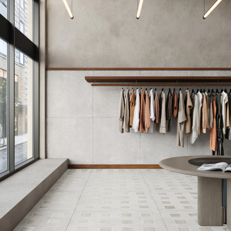 Bariazzo Deco 35 In. X 35 In. Concrete Look Semi-Polished Porcelain Floor And Wall Tile (17.64 Sq. Ft. / Case), White