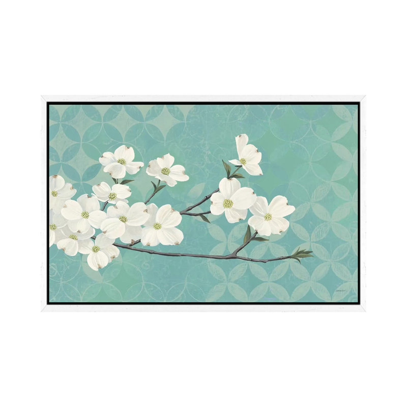 Dogwood Blossoms by Kathrine Lovell - Print on Canvas, White Framed, 101.6cm H x 152.4cm W x 3.81cm D