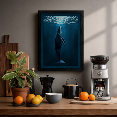Whale Ascending Coastal - Framed Print