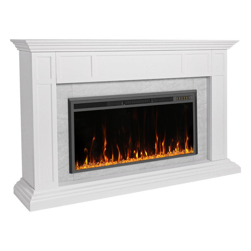 Surround Electronic Fireplace, Silver