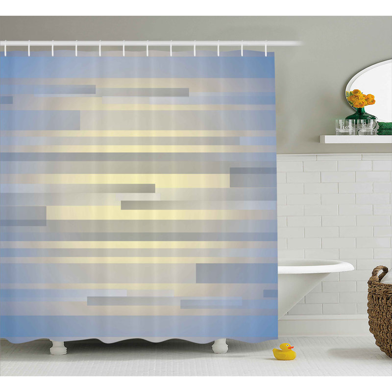 Enrique Striped Shower Curtain with Hooks Included, 69" W x 75" L