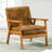 Mid-Century Modern Solid Wood Accent Chair With Faux Leather Upholstery-1031829091