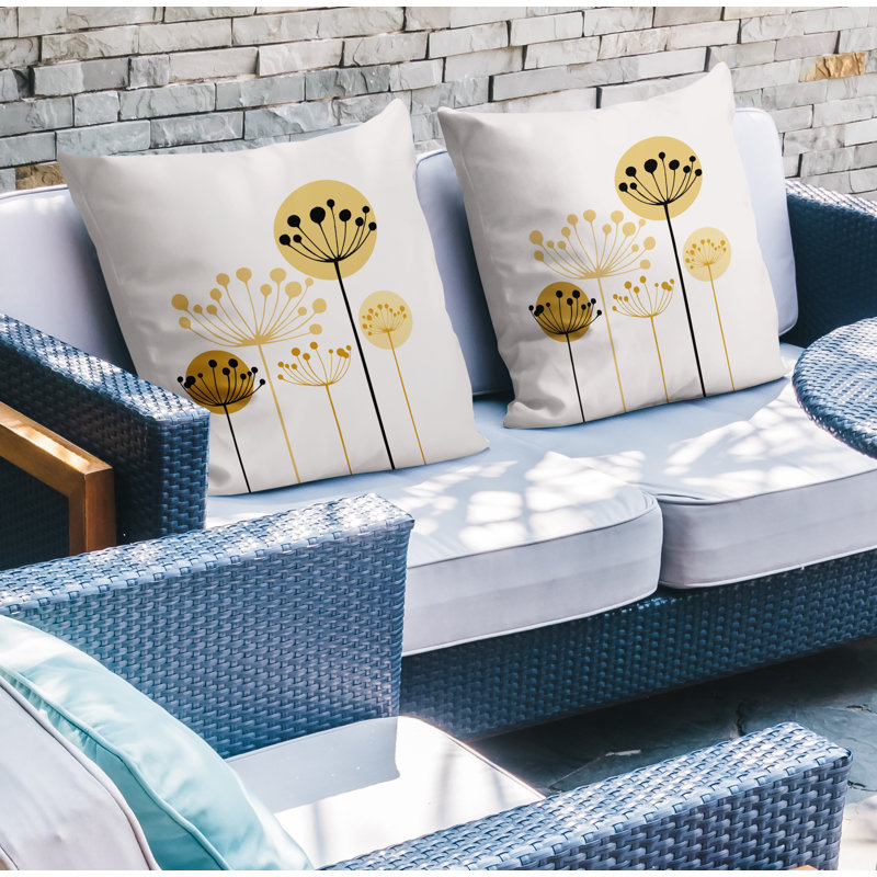 Housse et insert de coussin décoratif intérieur / extérieur en mélange de polyester, L 17 po x H 17 po, Jaune