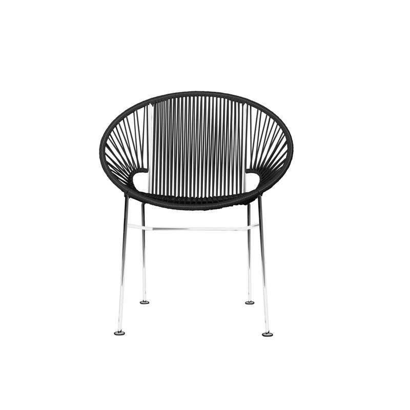 Concha Indoor/Outdoor Handmade Dining Chair, Chrome, Black
