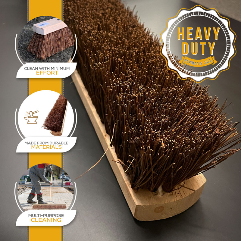 Wooden Garden Sweeping Brush 36 Inch Stiff Bassine Bristle Broom with Metal Stay