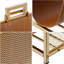Modern Gold Tone Metal Firewood Stand with Brown Leatherette Wood Holder Sling