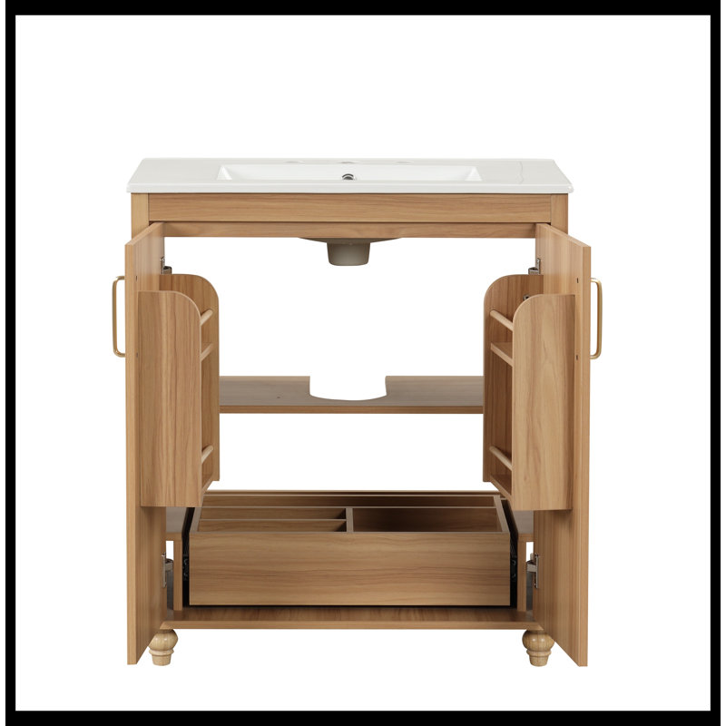 Meuble-lavabo simple 30 po avec plateau en céramique Delannie