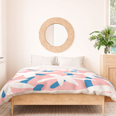 Housse de couette en coton rose / bleu standard