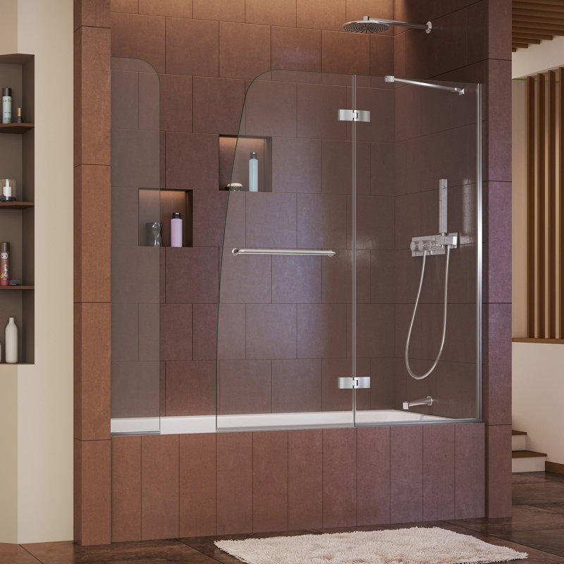 Porte de baignoire à charnière 57 "x H 58" Aqua Ultra, Chrome