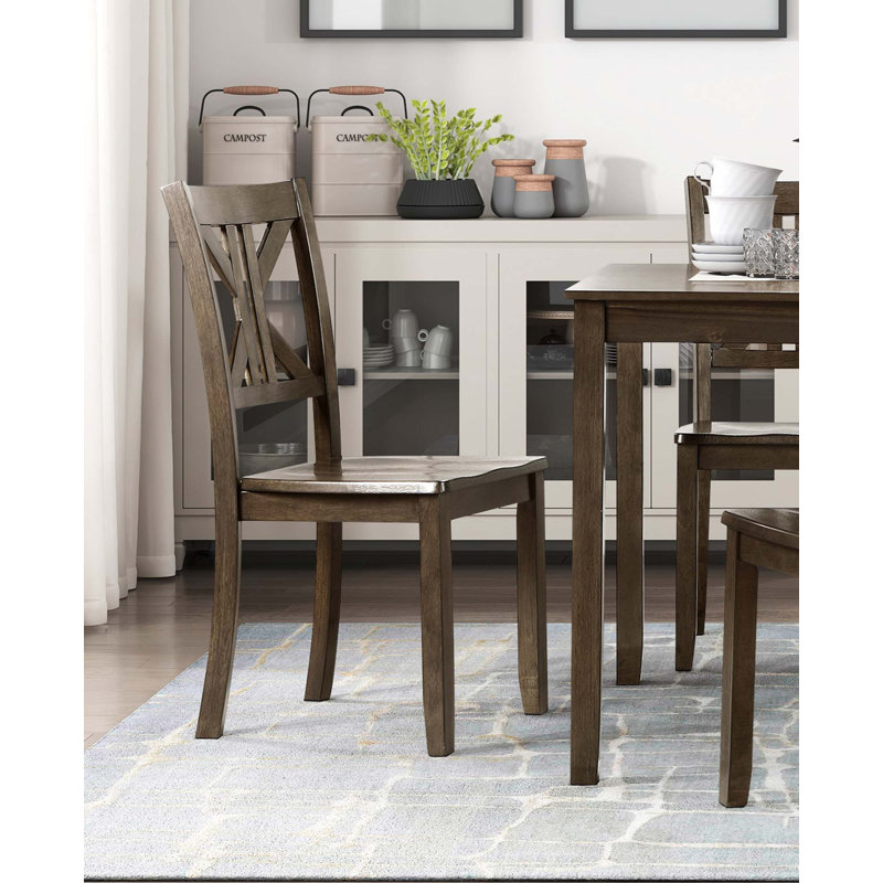 Ensemble de salle à manger 5 pièces et 4 chaises d'appoint avec dossier en X
