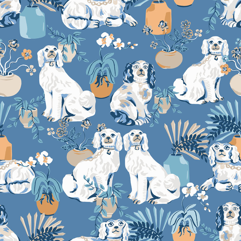 Papier peint Stone Good Dog, Bleu