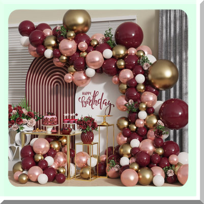 Burgundy and Gold Balloon Garland Kit for Party Decor