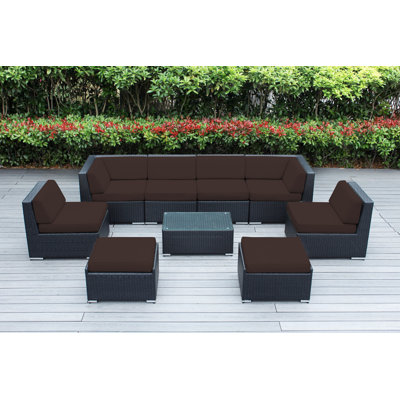 8 - Person Wicker Seating Group with Cushions - No Assembly by Latitude Run