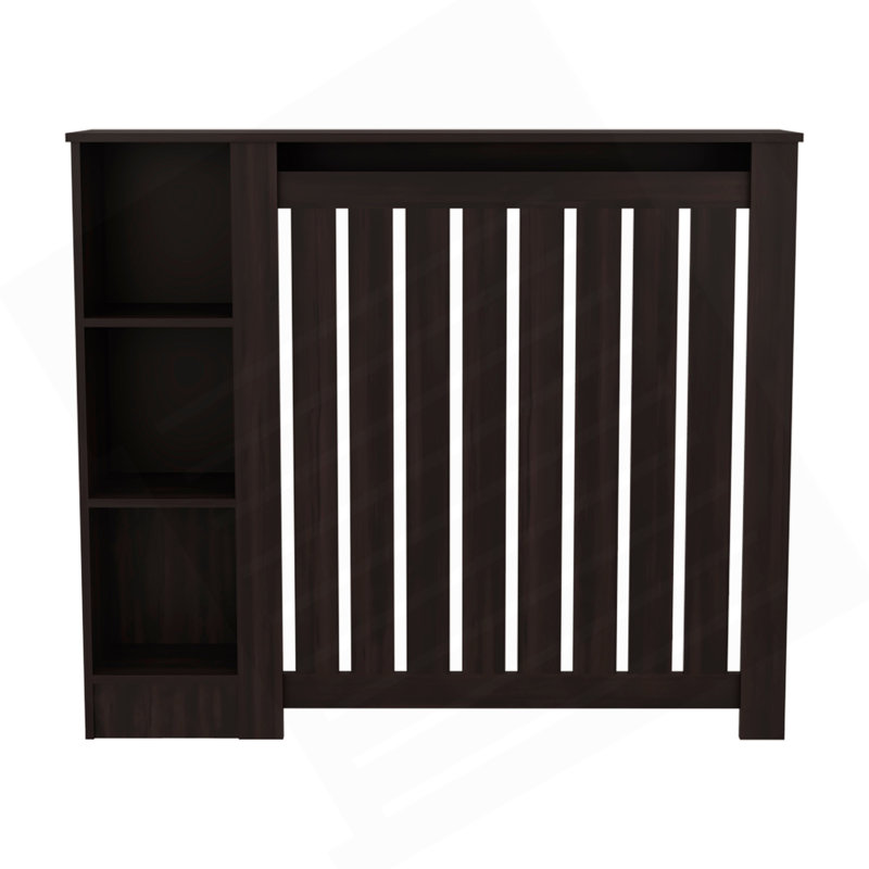 Armoire pour radiateur, 3 tablettes, wengé noir, Noir