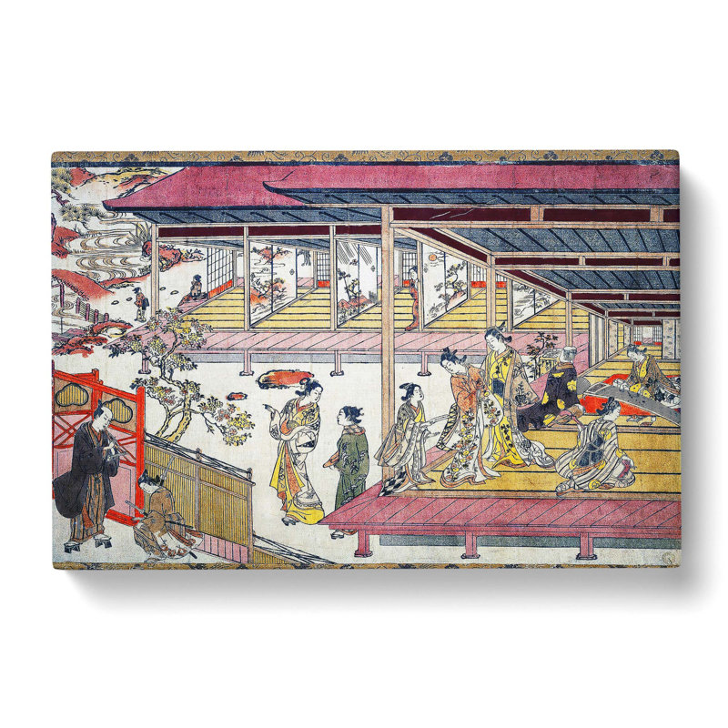 View Of A Home by Okumura Masanobu - Wrapped Canvas Painting, 40cm H x 60cm W x 3cm D