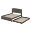 Queen Upholstered Platform Bed With Twin Size Trundle And USB Ports On Each Side