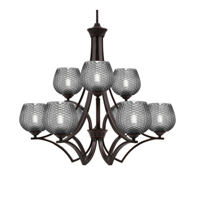 Lustre 9 lumières Zilo en verre fumé brun 6 lumières Zilo