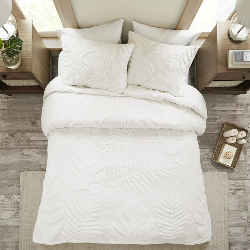 3 pièces d'édredon en chenille de coton - très grand / très grand, décor de chambre tropical, rembourré, style maison de plage,