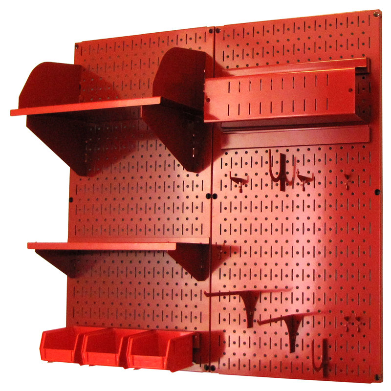 Hobby Craft Pegboard Organizer Storage Kit, Red