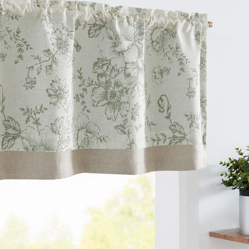 Cantonnière Daun, Vert / Beige, L 50 po x L 16 po