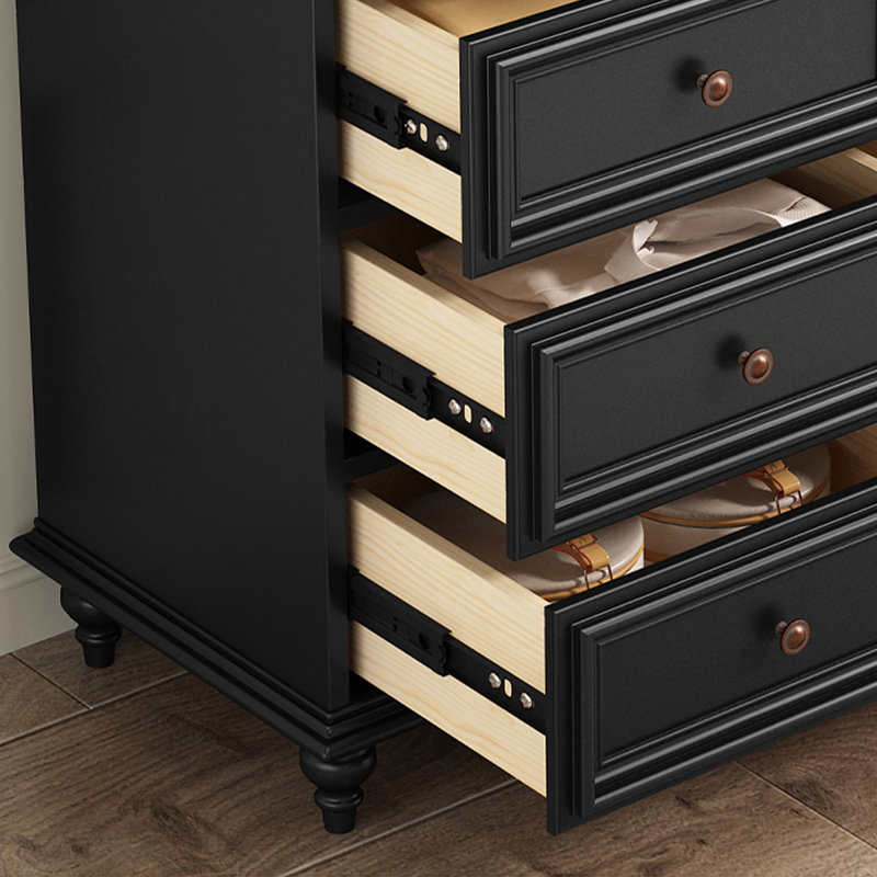 Black Solid + Manufactured Wood Accent Cabinet, 39.37" H x 47.24" W x 13.78" D