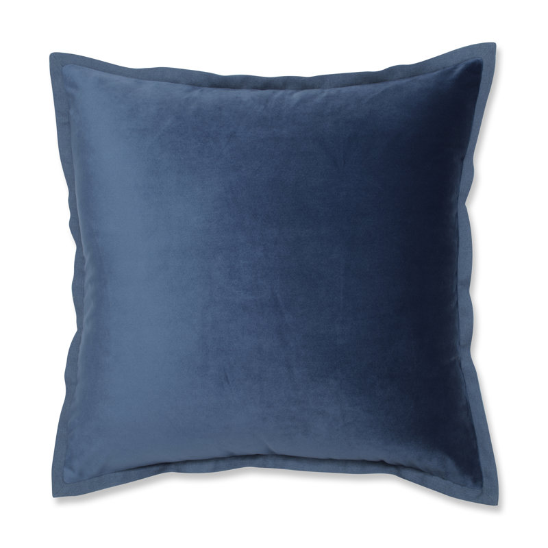 Flange Loden Velvet Down Blend Throw Pillow, Azure Blue, 18" x 18"
