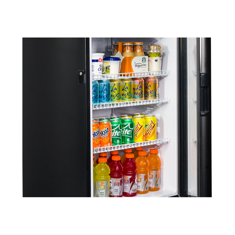 Premium Levella 24.21'' W Freestanding 280 Cans (12 oz.) 12.5 Cubic Feet Beverage Cooler with Glass Door, Black