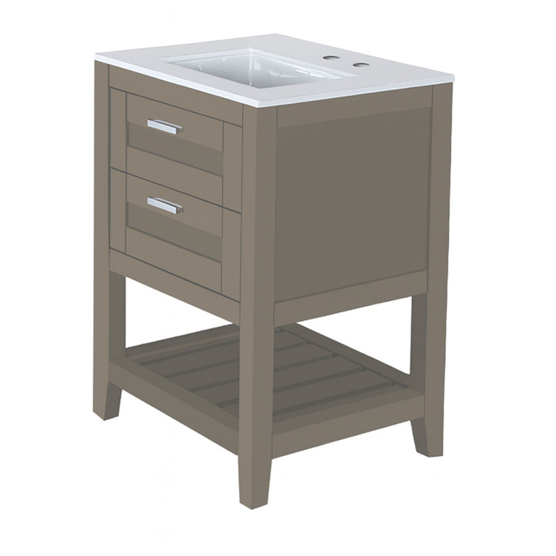 Stile 23.5'' W Single Vanity, Matte Taupe, White, 4" Centers